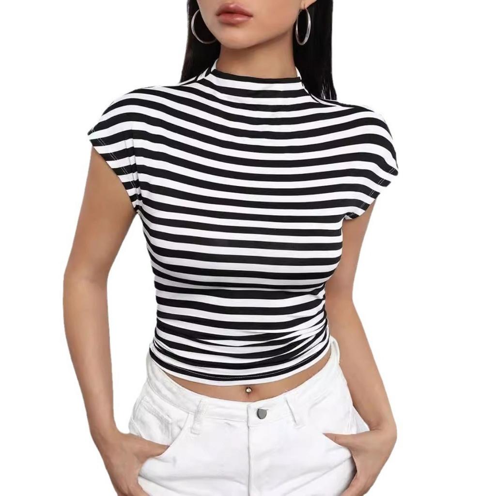 Summer Women's Striped Sleeveless Slim Fit Sexy Crop Top, Fashion Streetwear Going Out Top for Women, European American Style