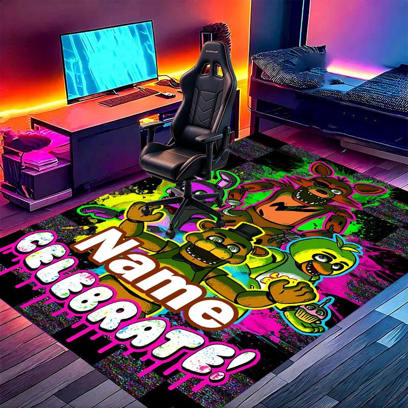 Custom Name Personalized Five Nights at Freddy's Print Carpet, Versatile Home Decor Rug, for Playroom, Apartment, Balcony, Entryway, Hallway Gift