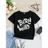 European Size Childrens Round-neck Short-sleeved T-shirt with Unique English Patterns