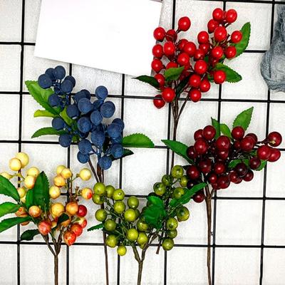 Artificial Flower High Simulation Texture No Maintenance Purple Blue Berries Branch Natural Look Fake Berries