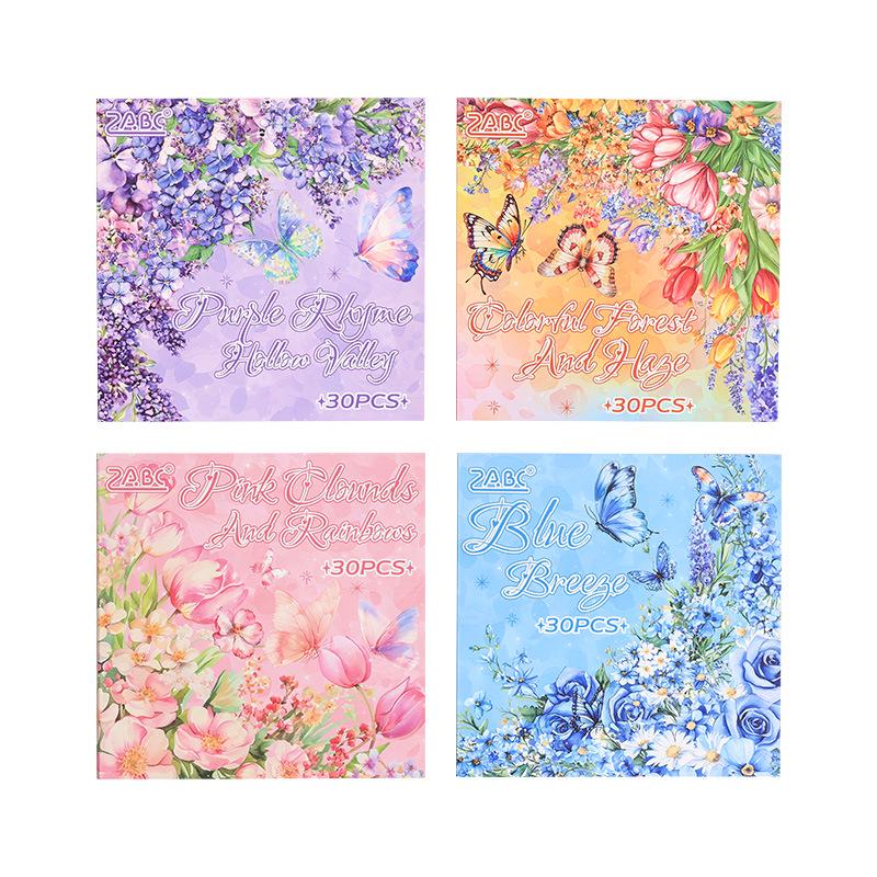 Misty Mountains Floral Journal Stickers - 4 Designs, 30 Sheets/Pack