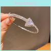 Heart Shaped Zircon Open Cuff Bracelet For Women In Gold Or Silver With Elegant Design