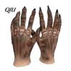 Detailed Zombie Hands 1 Pair Halloween Costume Gloves for Adults Kids, Horror Full Finger Latex Gloves, Scary Ghost Hand Cosplay Accessory Masquerade