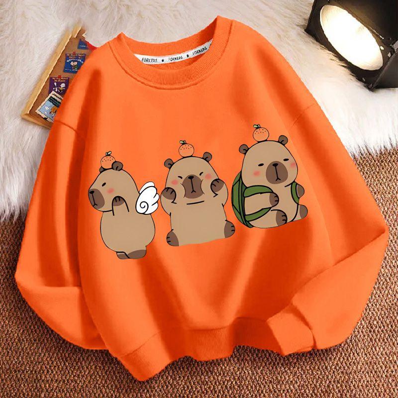 Children's Fashion Capibara Hoodies for Autumn and Winter, Loose Long-sleeved Hoodies for Boys and Girls