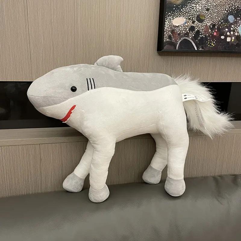 Non-Toxic 50Cm Kawaii Transformed Shark Horse Plush Toy Cute Horse Doll Animal Pillow Soft Cartoon Cushion Children'S Christmas Gift