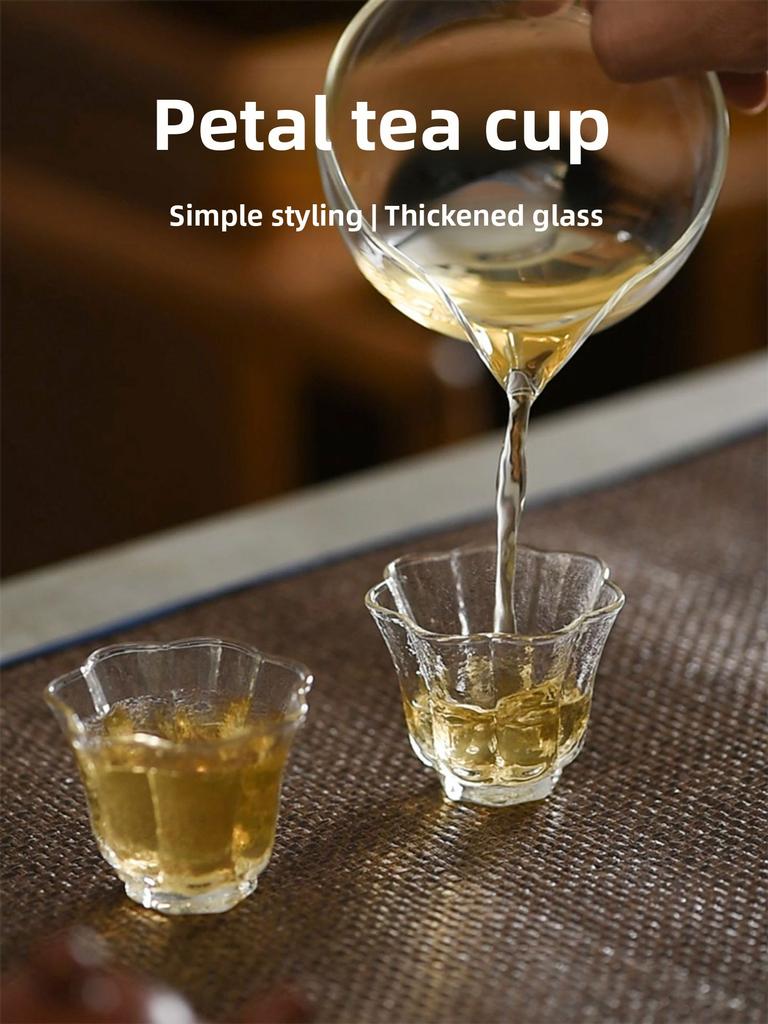 Verdickte hitzebeständige Petal Hammerschlag Glas Teetasse Teetasse Haushalt Einzelbecher Persönliche Tasse Teezeremonie Teeset Tasse