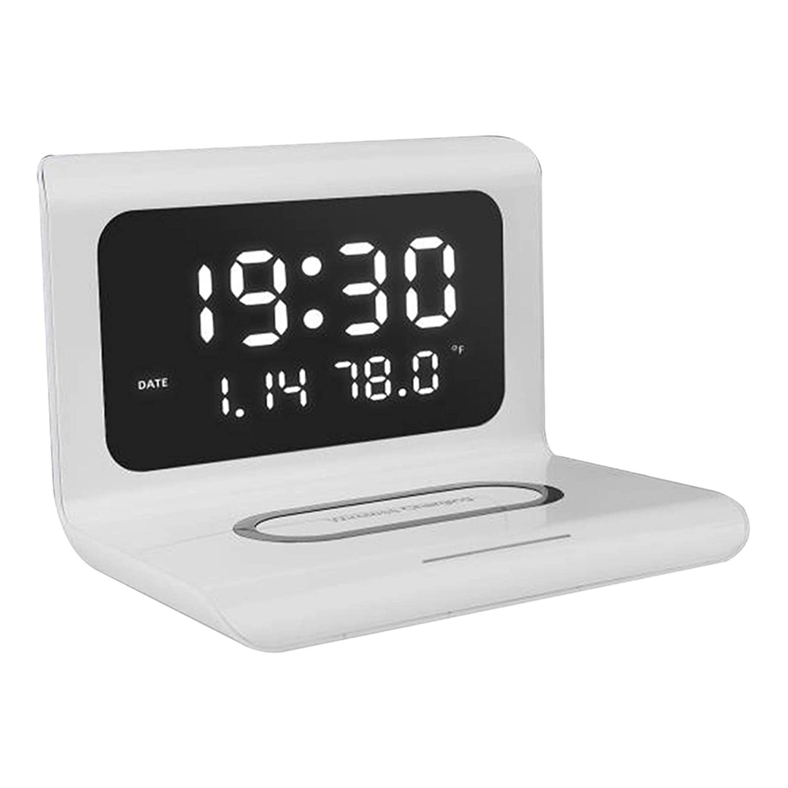 

Wireless Phone Charging Station With Digital Alarm Clock Multifunctional Charger Pad For Phone білий