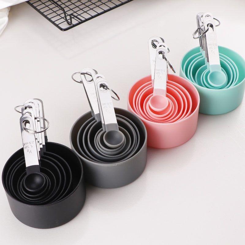4/8Pcs/Set Plastic Multi Purpose Measuring Cup Measuring Spoon Stainless Steel Handle With Graduated Measuring Baking Tools