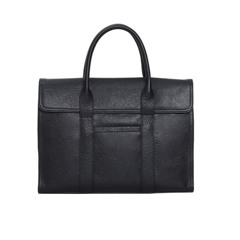 Men's Casual Genuine Leather Briefcase - Large Capacity, Expandable Business Handbag In Top Layer Cowhide.