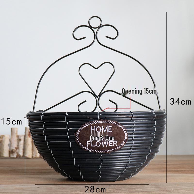 Hand-Woven Wall-Mounted Wicker Flower Basket Decoration
