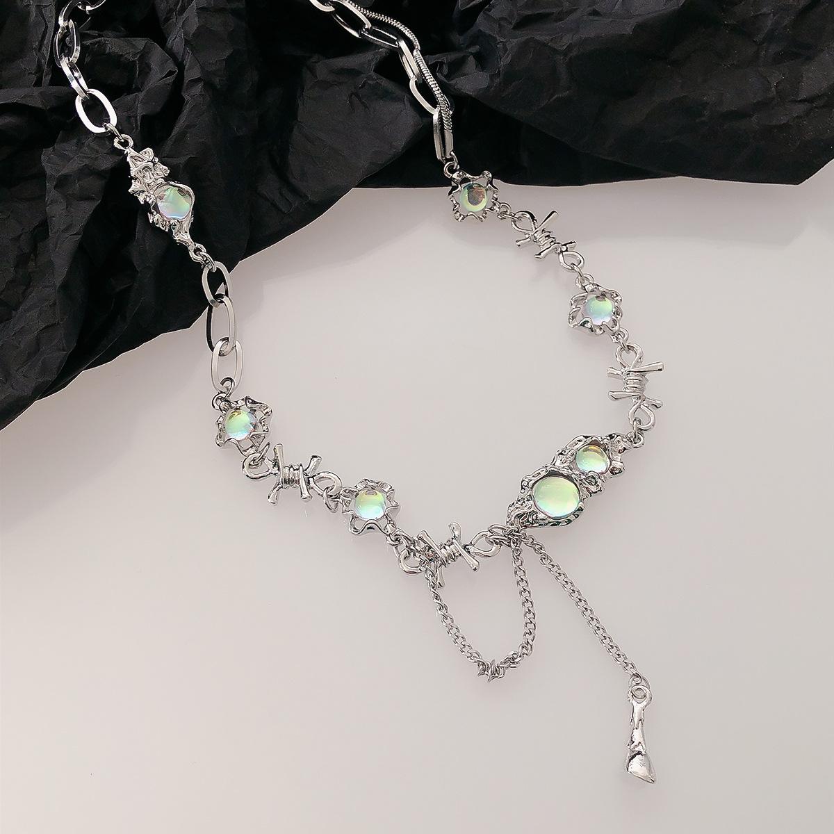 

Y2K аксессуары, модное персиковое сердце, подвеска в форме капли воды, ожерелье с розовым кристаллом Egirl, милая крутая цепочка на ключицу, эстетические украшения