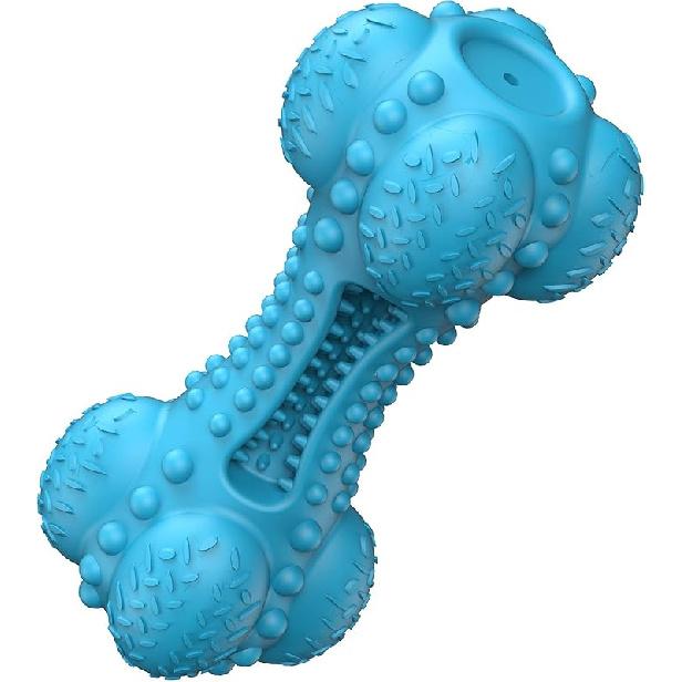 SCHITEC Squeaky Dog Chew Toy, Tough Durable Natural Rubber Bone with Toothbrush, Indestructible for Aggressive Chewers Large Medium Breed Teeth