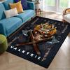 Nordisches Wikingerkrieger Symbol Walhalla Valknut Rune Motto Teppich für Schlafzimmer Wohnzimmer Sofa Zuhause Fußmatte Dekor, Rutschfeste Bodenmatte