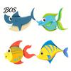 Wall Art 4 Pcs Wood Fish Nautical Decor, Ocean Shark Rustic Outdoor Marine Decor Hanging Beach Cartoon Coastal for Living Room, Nursery Themed