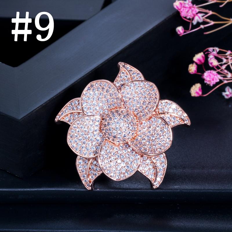 

Массивные золотые роскошные кольца CMM с кубическим цирконием, большой геометрический цветок, свадебные кольца для женщин, аксессуары для свадебного платья 9 золотой