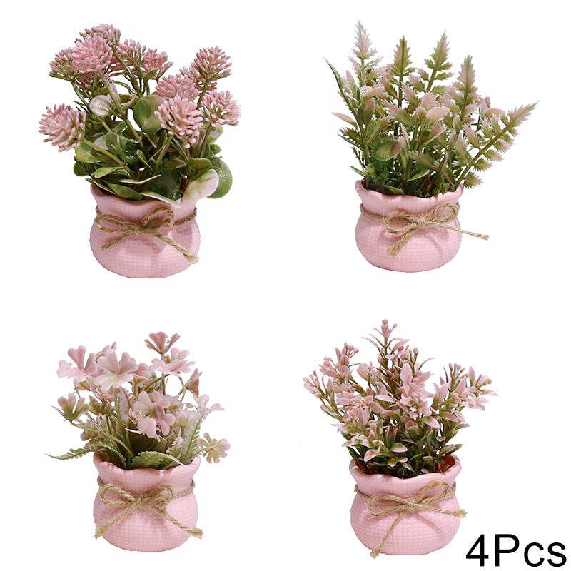 1/4 Stück Simulierte Topfpflanzen Niedliches Phalaenopsis-Design Bürodekor Rosa Thema Geschenk Mini Party 13cm