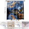 1Pc Scenic Train Shower Curtain, Colorful Mountain View, Bathroom Decor, Polyester Fabric, Featuring Nature Landscape, Includes
