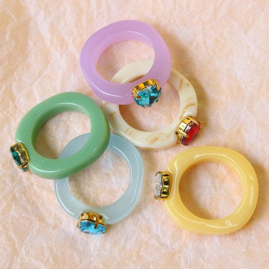 

Женское кольцо со стразами цвета сердца, конфеты, круглое кольцо из смолы, для розовый