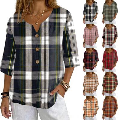 Damskie Koszule Eleganckie Casualowe T-Shirty Rękawy 3/4 Tuniki Podstawowe T-Shirty Wciągane Bluzki do Pracy