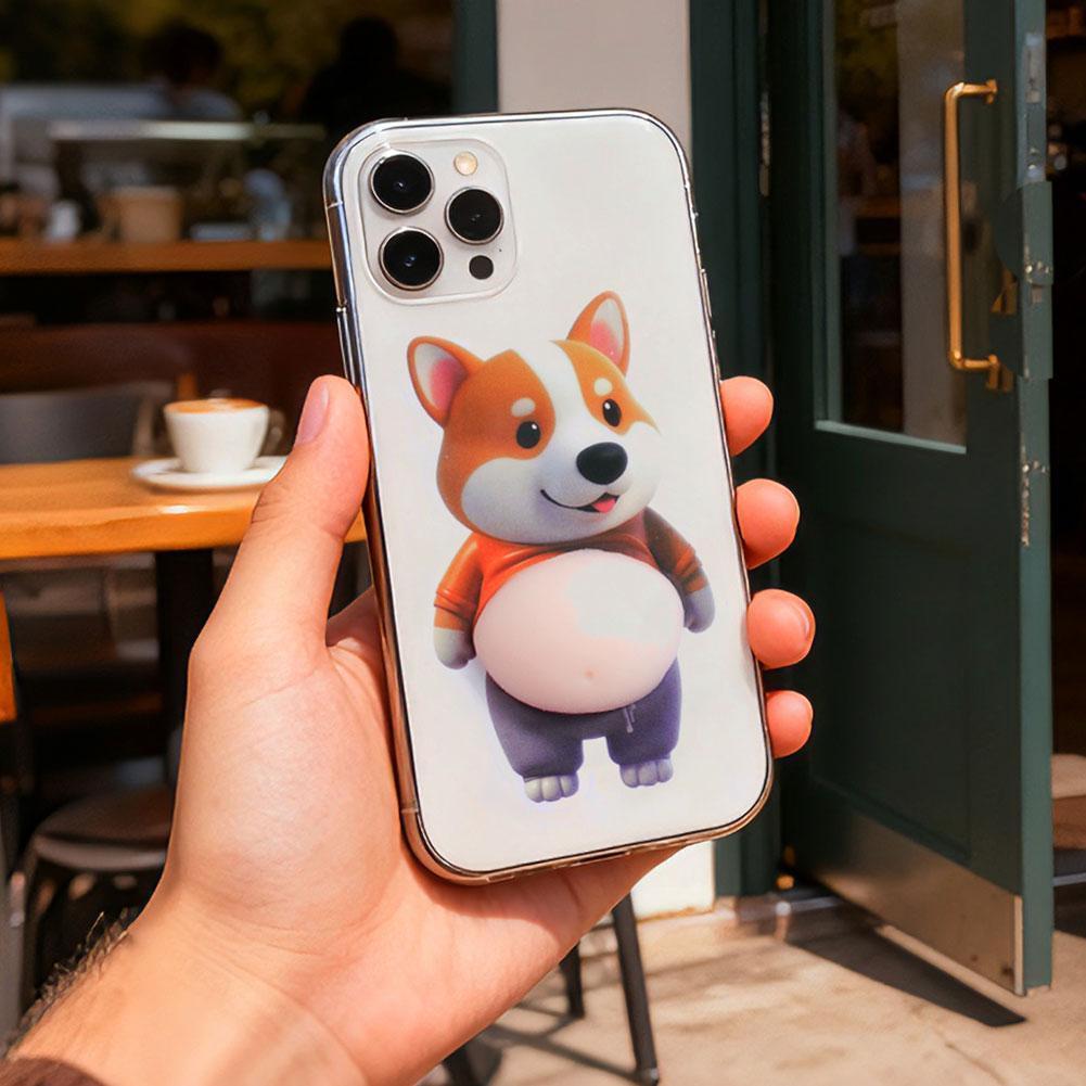 Big Belly Puppy Man Corgi Super Soft Silicone Car Anti Collision Sticker Home Beautiful Anti Collision Sticker Twist Music