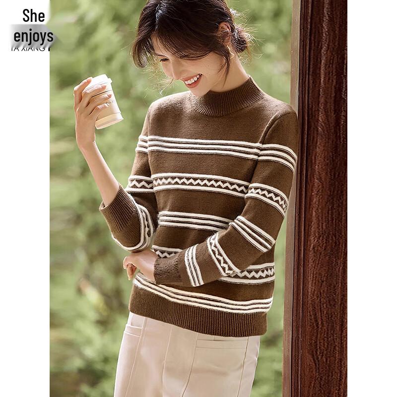 Женский вязаный свитер с полувысоким воротником L