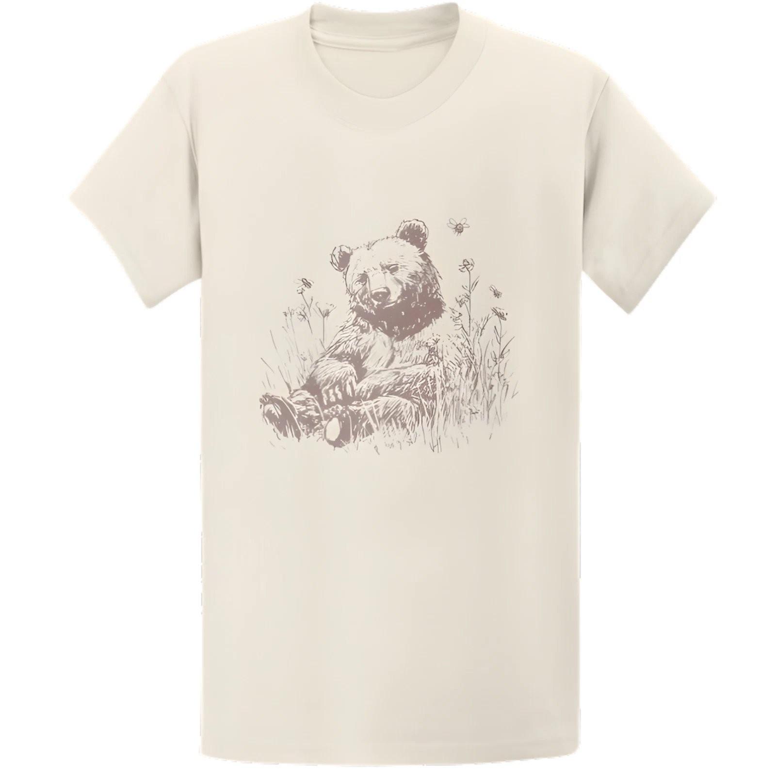 Gildan 5000 Bear Honey Bee Wildflower T-Shirt Nature Lover Graphic Tee XXXXL