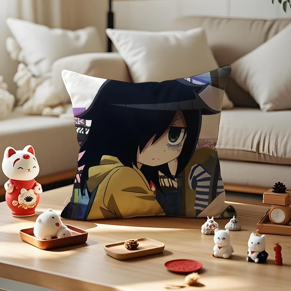 K-Kuroki T-Tomoko Pillow Case Anti-dustmite Pillowcase Invisible Zipper Silky Short Plush Sofa Cushion Cover