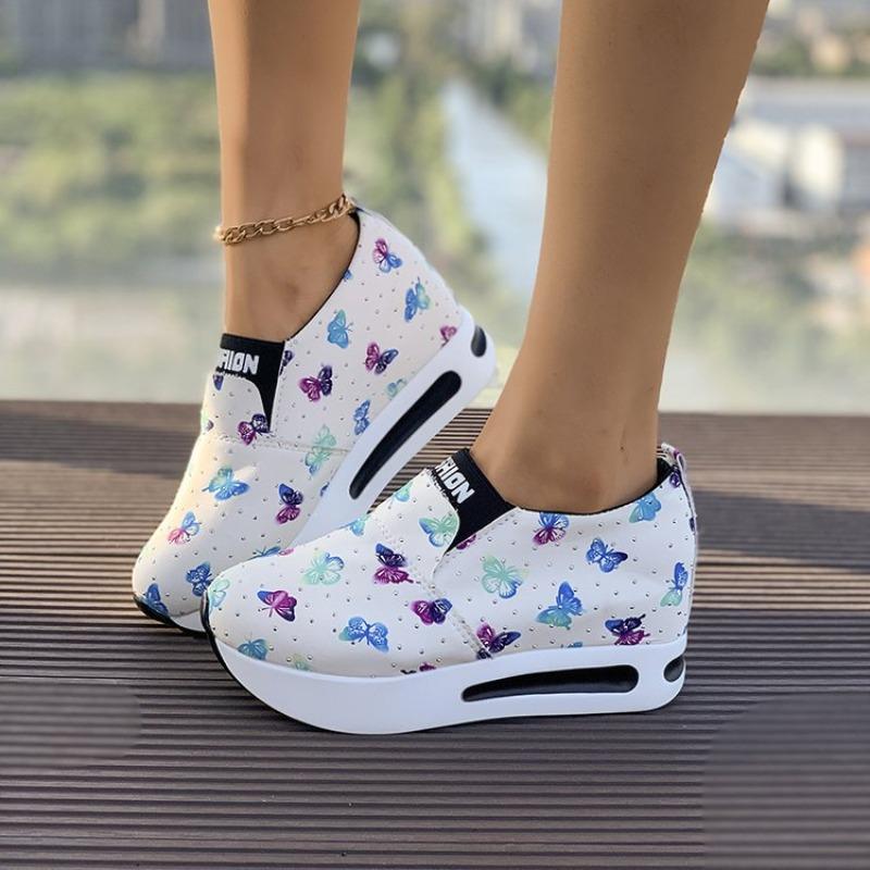 Large size sports shoes for women's spring and autumn new printed one-pedal casual shoes for women
