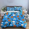 3Pcs Multi-Sport Bedding SetSoccer BasketballTennis and Baseball Print Duvet Cover+ 2 PillowcasesKids Bedroom Sports Decor