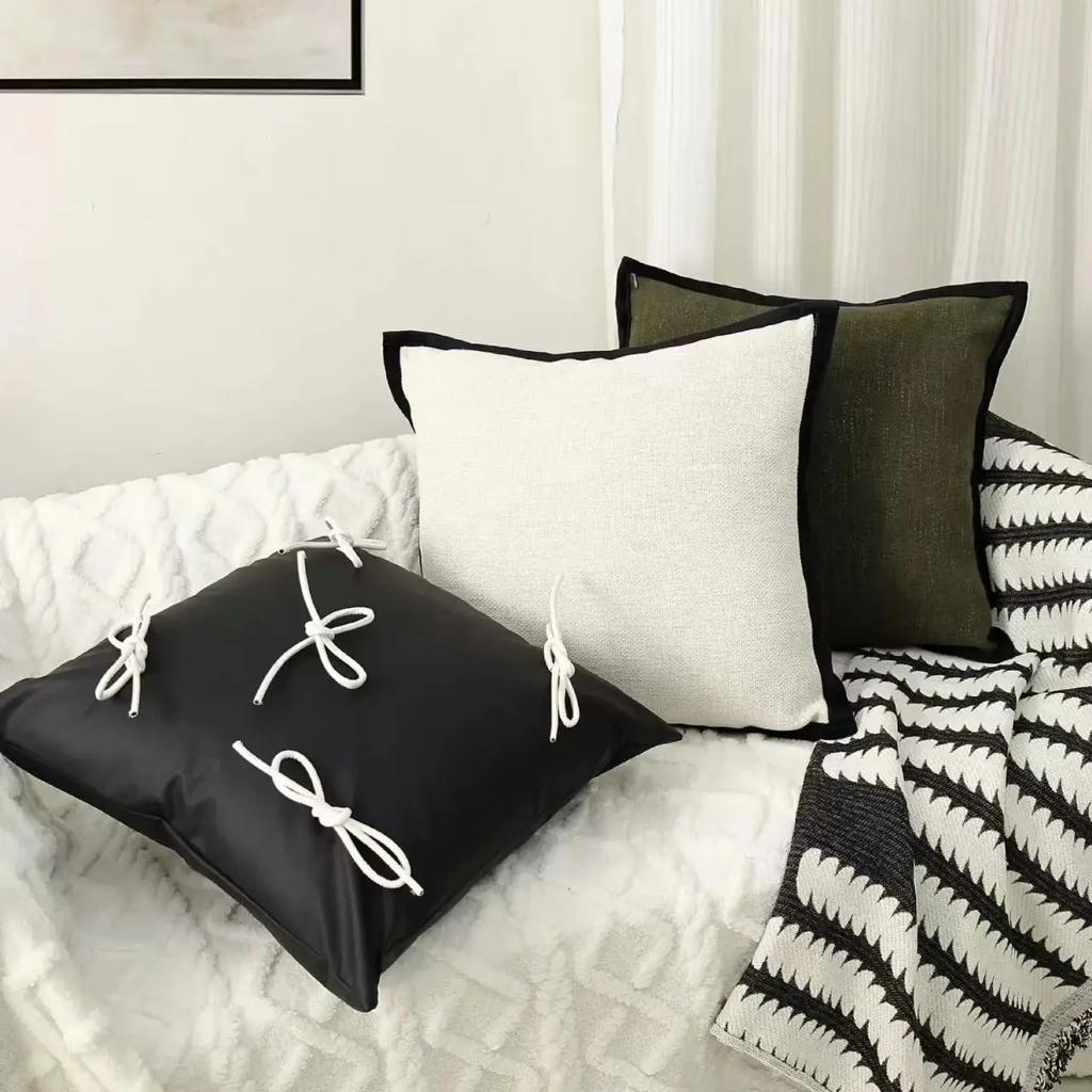 French Medieval Style Pillowcase Black Border Retro Green Cushion Cover American Home Living Room Sofa Decor Waist Pillow Covers