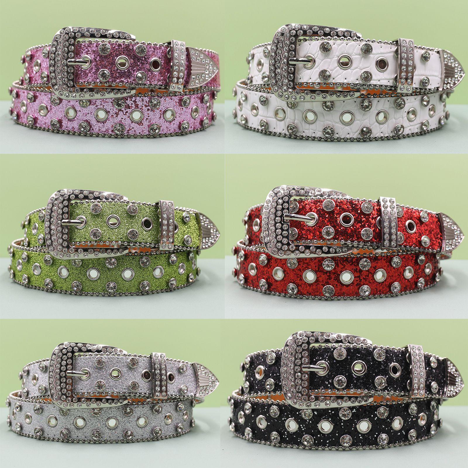 Writing A Notebook Women's Trendy Personality Belt Girlfriend Punk Girl Chic Head Rivet Rhinestone Belt Gothic Corn Belt 125Cm