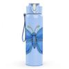 1PC Blue Butterfly Embroidery Style Print 750ml Color Plastic Sports Water Bottle Leakproof Flip Straw Lid Suitable for Sports Office Home Use