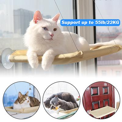 Cama colgante para mascotas, camas para gatos con ventosa, percha montada en ventana, hamaca para gatos, estante de madera, asiento, juguetes de escalada para mascotas, soporta hasta 20kg