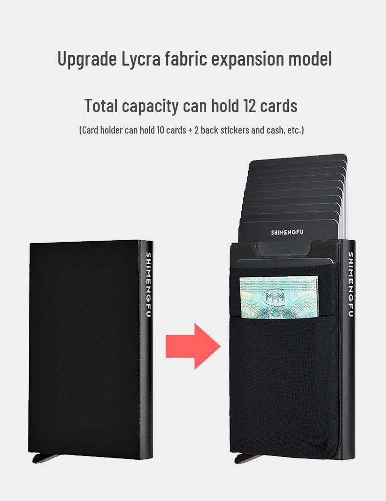 Portcard Metalic Ultra-Subțire Anti-Furt - Design Minimalist Pop-Up pentru Bărbați și Femei, Capacitate Mare, Anti-Magnetic, Trendy