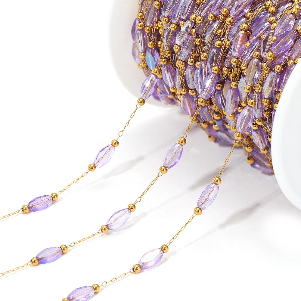 1 Meter Edelstahl Gold Perlen Kristall Rhombus Ketten für DIY Schmuck Halsketten Armbänder Zubehör Ohrringe Herstellung Zubehör