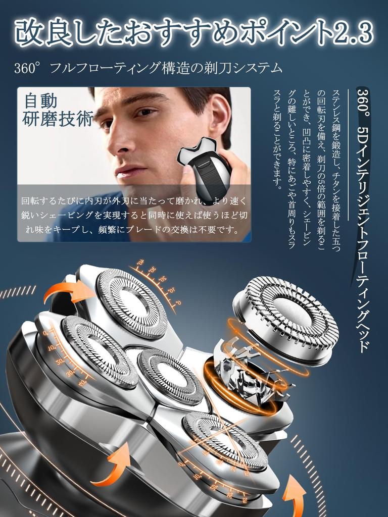 MAXGROOM Electric Shaver with 5D Skin Electric Face Cleansing Nose Hair Rotary Hair IPX6 Automatic Shaving LED Gift Men's Head, 5-in-1 Shaver, Brush,