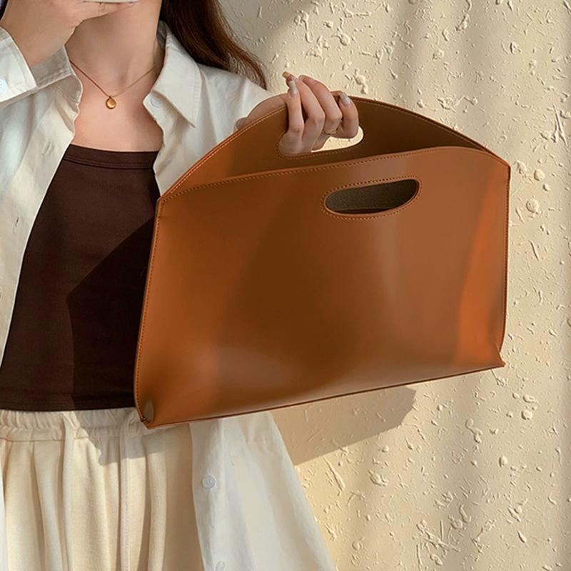 

Стильная женская сумка из искусственной кожи, минималистичный однотонный клатч и сумка для документов для женщин, сумки для ноутбука 37x29cm коричневый