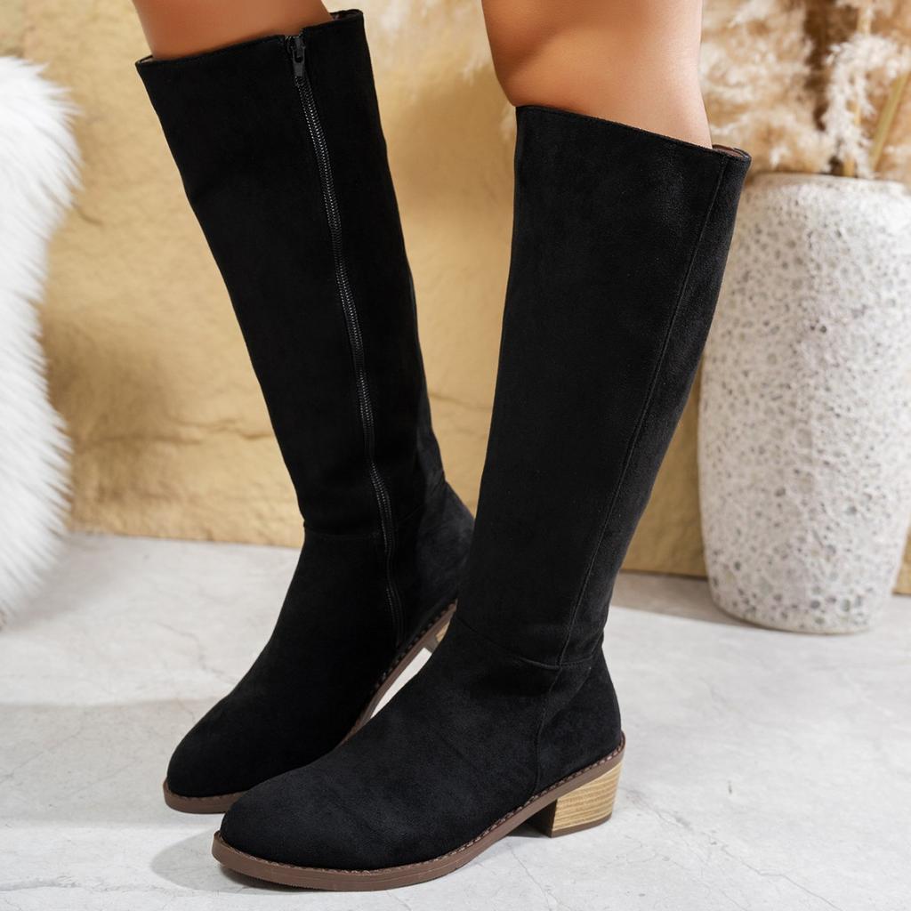 Women's Boots 2026 Autumn/Winter Suede Over Knee Boots Women's Side Zipper High Heel Long Sleeve Fashion Boots
