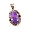 Natural Purple Copper Turquoise 925 Solid Silver Gift TwoTone Pendant 1.5" T9i44
