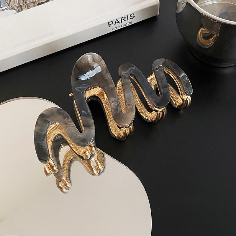 1pc New Acetic Acid Shark Clip High Quality Metal Grip Clip Wave Fashion Hair Grip Women's Premium Sense