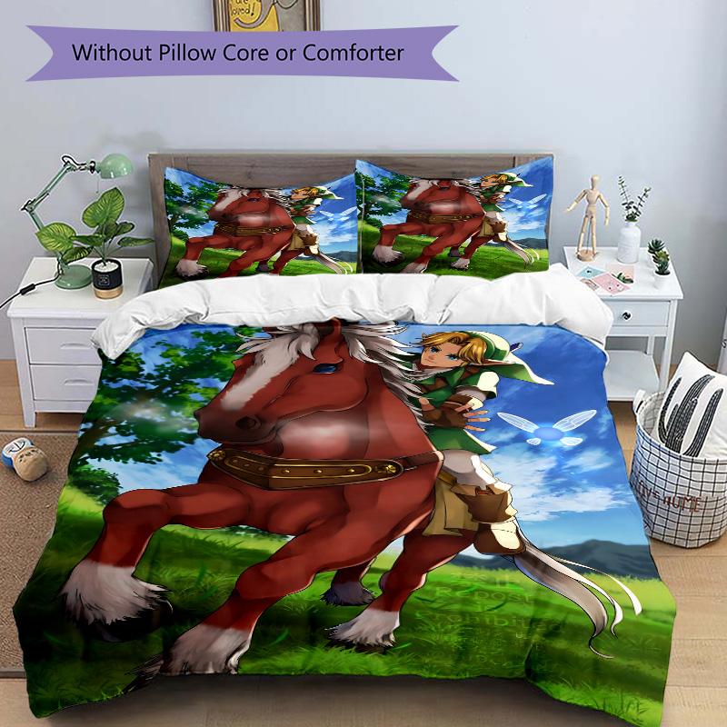 Fantasy Horseback Adventure Print 3Pcs Bedding Set,Duvet Cover with 2 Bedro,Pillowcase Home Birthday Gift