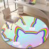 1pc Rainbow Cat Office Round Area Rug,  Mat Suitable ForOffice, Under Office Chairs Bedroom Living Room Home Decor, Room Deco