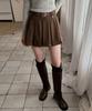 Teuwi Apod Suede Pleated Mini Skirt (Belt Set)