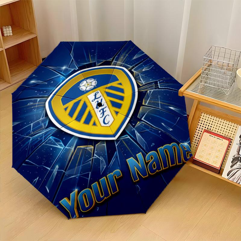 Leeds United Automatic 3‑Fold Umbrella 8‑Rib Windproof Folding Umbrella Sun Rain Protection For Outdoor Travel Daily Use