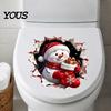 Removable Winter Themed Wall Art Christmas Toilet Decals, 3D Snowman Cover Sticker, Waterproof Funny Bathroom Seat Decor Sticker for Holiday Home Lid