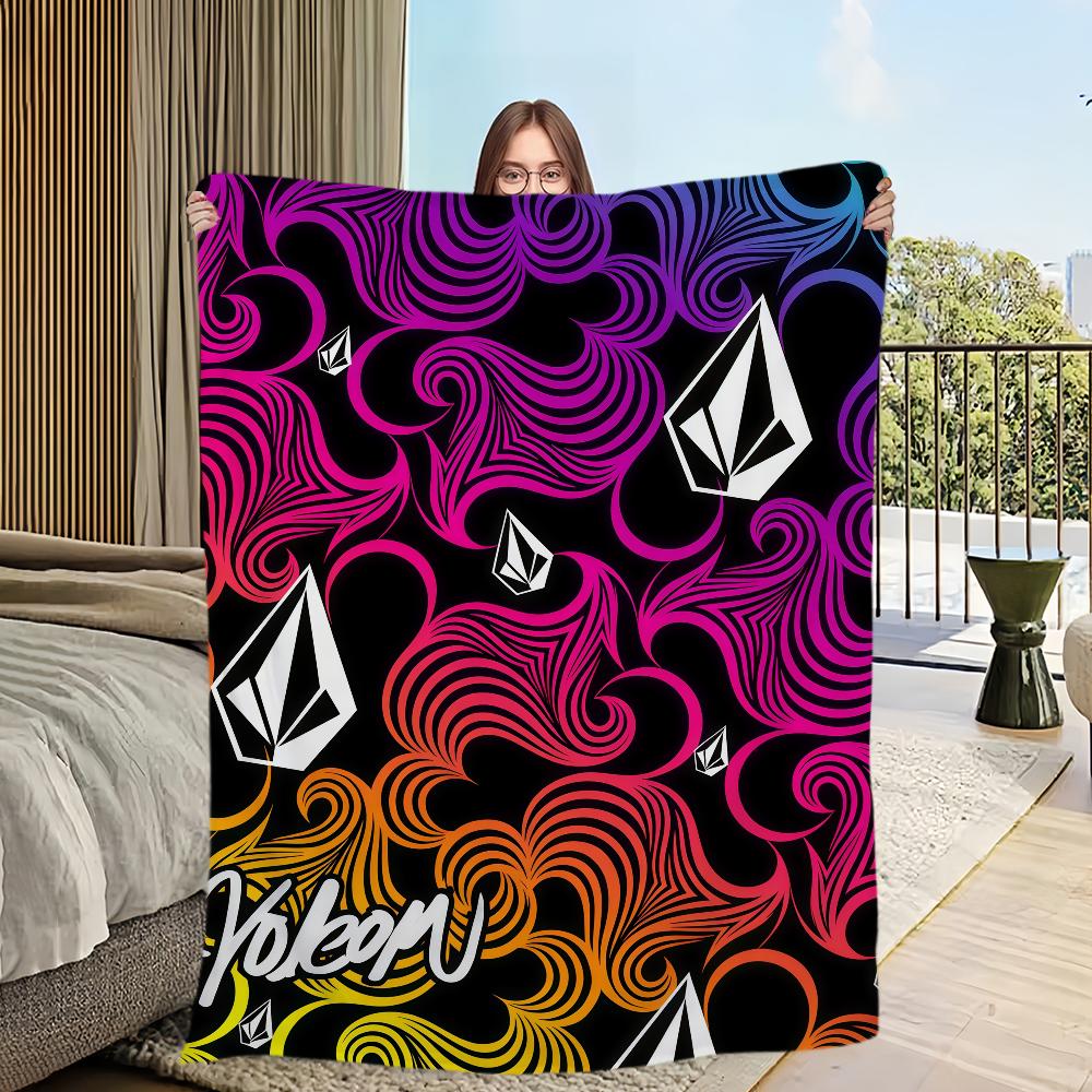 V-Volcom Fashion Brand Blanket Flannel Warm Comfort Soft Plush Blanket For Picnic Beds Sofas Homes And Bedrooms