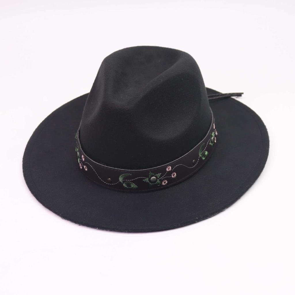 European and American Women's Retro Cowboy Top Hat, Jazz Hat, Autumn and Winter British Woolen Felt Hat, Men's Top Hat, Autumn and Winter Hat