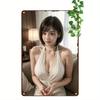 HD Metal Tin Sign Beautiful Asian Girl In White Lace Halter Dress Vintage Retro Wall Decor for Home Bar Pub