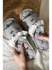 Korean Style Handmade Cotton Bow Soft Sole Indoor Slippers