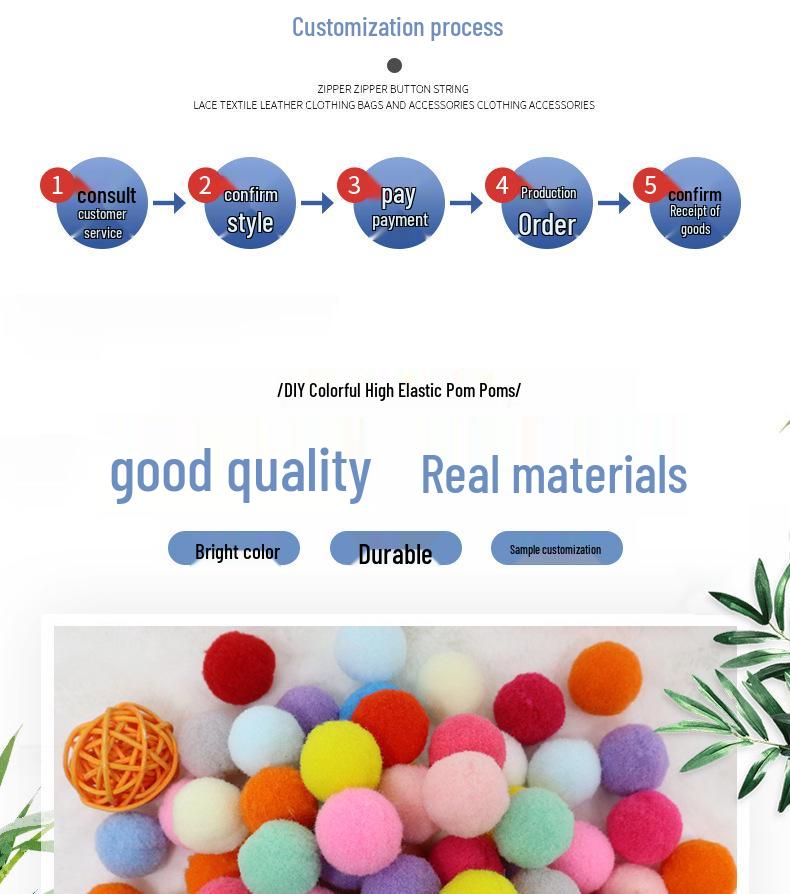 In Stock: High Elasticity Fluffy Polyester Hairball for DIY Handmade Clothing Accessories